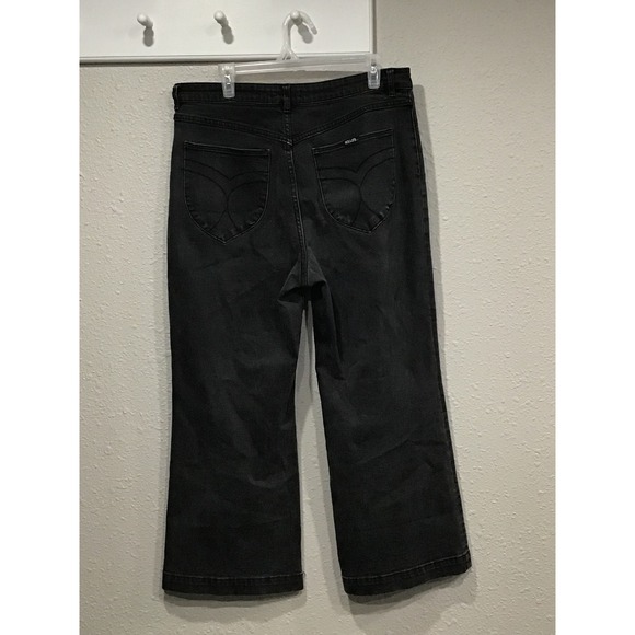 Rolla's Sailor Jean Comfort 80s Black High Rise Wide Leg Jeans Sz 33 Scandi Chic - Picture 4 of 9